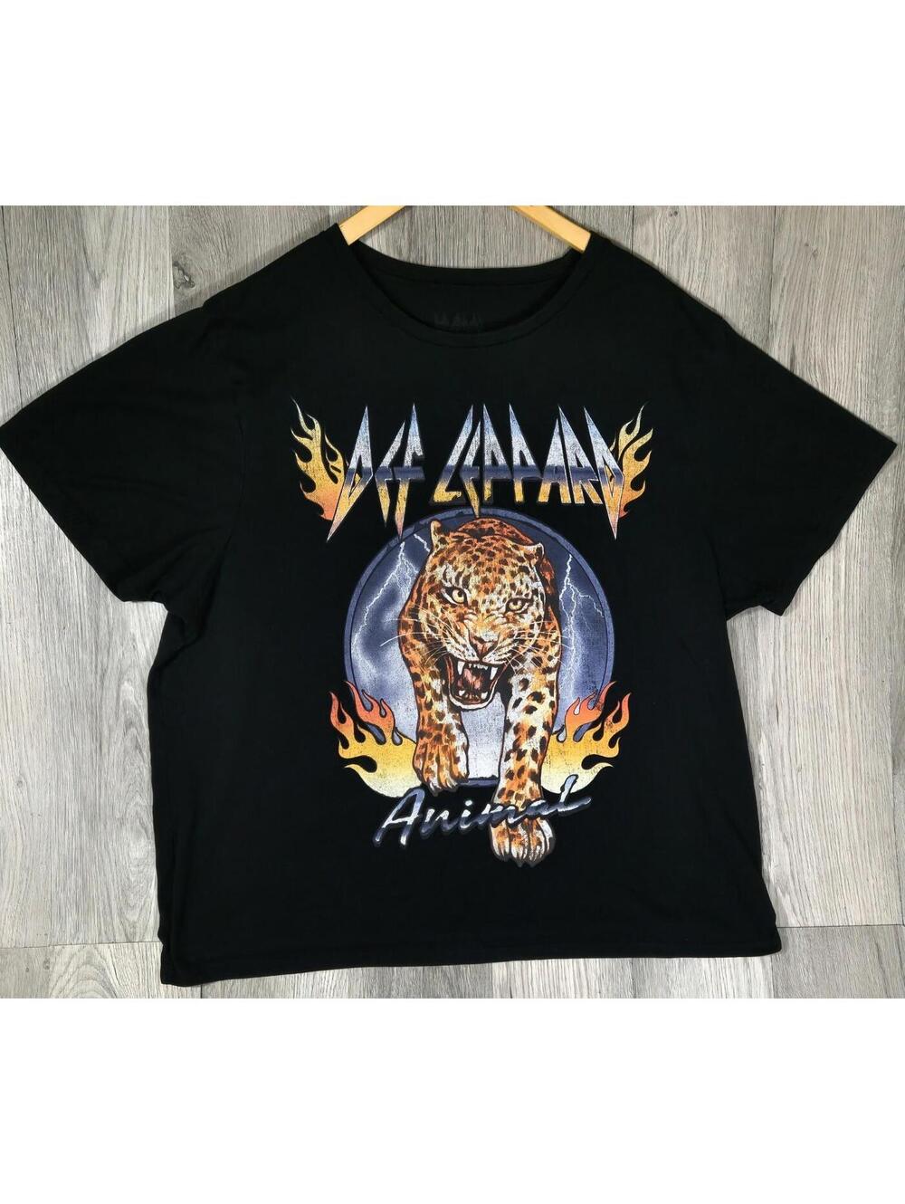 Def Leppard Womens 3XL Black Animal Graphic Rock Music Tour